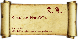 Kittler Marót névjegykártya